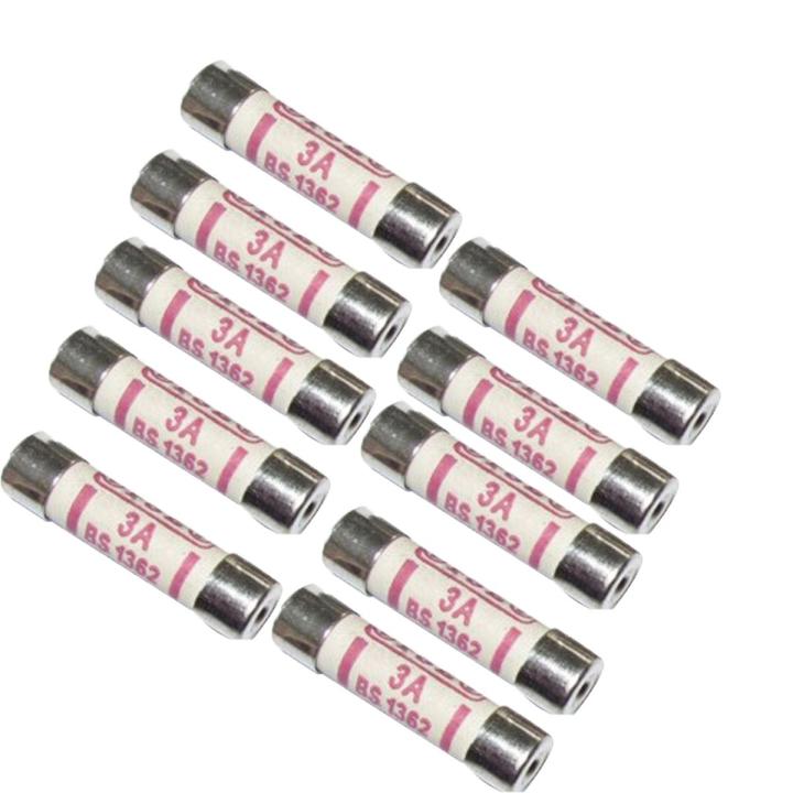 10x Fuse Ceramic Fuse Tube BS1362 3A 6x25 British Plug Electronic Components