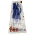 BLUE COLOR SPIRALS DESIGN CANDLE SET - PACK OF 12 CANDLES - CANDLES FOR CAKE DECORATION. 