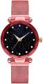 stylish magnet wrist watch for women in golden and purple color THRILL. 