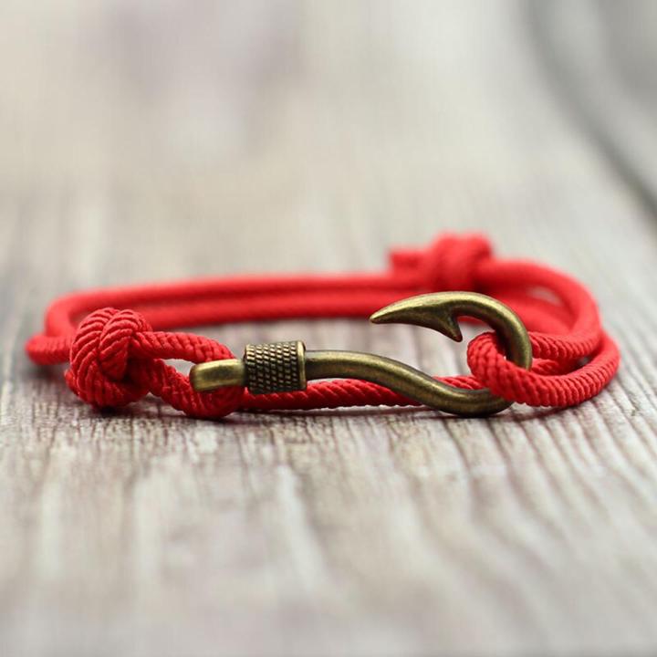 Trendy Charm Fish Hook Anchor Bracelet Double Layer Adjustable Milan Rope Braclet Men Women Sailing Adventure Accessories Gifts