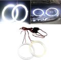 Universal Angel Eye Ring 80mm White Color With Cotton Plastic Cover LED For Car Headlight 2 Pcs Set. 