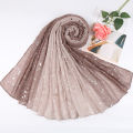 Plain Silver Shimmer Hijab Glitter Cotton Scarf Women Muslim Hijab Ombre Scarves Gradient Long Shawl Wrap Turban Stoles 180X90CM. 