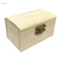 Unfinished Wood Box Keepsake Box Portable Plain Gift Box Treasure Chest Box Arch Lid. 