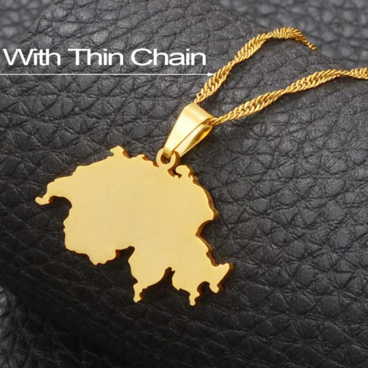 Anniyo Switzerland Map Pendant Necklaces for Women,Suisse Svizzera Svizra Schweizerische Swiss Maps Jewelry Gifts #101721