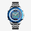 SKMEI Men Fashion Watches Solar Stainless Steel Watch Chrono Dual Display Waterproof Business Wristwatches 1493. 
