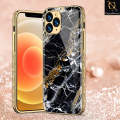 I_Phone 11 Pro Max Cover - Black Marble Series - Premium Electroplated Shutterproof Case Soft Silicon Borders Case. 