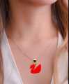 Luxuria Gold Stylish Black swan Duck necklace and earrings Duck pendant stainless steel chain Swan Chain Crystal Embedded Necklaces for Girls & Women. 