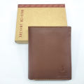 Genuine Cow Leather Short Bifold Book Wallet for Men. 