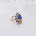 Women Rhinestone Peacock Pendant Necklace Earrings Ring Jewelry Set. 