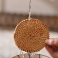 Quality Woven Rattan Placemats For Table Bulk Round Hot Pad Plate Cup Mat All Natural Hot Insulation Padding Kitchen Accessories. 