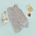 Baby Boy's Girl's Jumpsuit, Round Neck Sleeveless Button Down One Piece Romper for 0-3 Year-Old Toddler. 