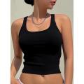 New SOLID RIBBED KNIT CROP CAMI TOP. 