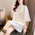 Fat MM plus size student girl outfit new summer 240kg slimming and age reducing in loose short sleeved t shirt with flesh covering top. 