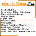 Classic Cotton Bra Brazier for Women Undergarments and Non-wired Brazzer with Chikan Embroidery. 