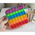 Silicon Rainbow Pop It Fidget Toy- Square Shape Stress and Anxiety Relief for Kids & Adults with Sensory Fun. 