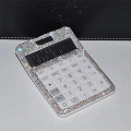 Calculator Plastic Calculator Rhinestone Crystal Dazzling 12 Digit Solar and Battery Dual Power LCD Display for Office, School White. 