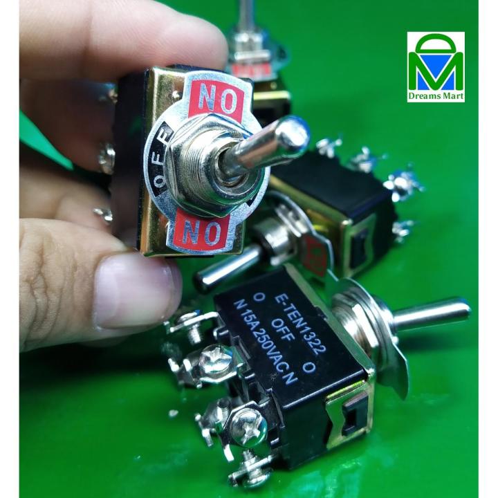 DreamsMart DPDT Toggle Switch AC 110V 220V DC 12V 24V 15A 3-Modes ON OFF Switch Rocker Button 6 Pins 20mm x 30mm