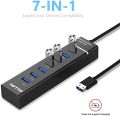 USB 7 Port 3.0 Original Hub / Portable / Warranted / Super Fast 5 Gbps / High Quality Speed / Stylish / Slim / Sleek / Mobile OTG / Laptop / PC. 