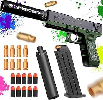 Airsoft machine toy for kids in every color Airsoft Machine for Kids White Black |Soft Bullet Toy-Gun-Shell Injection Foam Darts Blaster Manual Airsoft machine with Silencer for Adults Kids