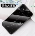 For Iphone 11 Marble Case, Gemstones Glass Back + Soft TPU Frame Patterned Shockproof Cover Casing. 