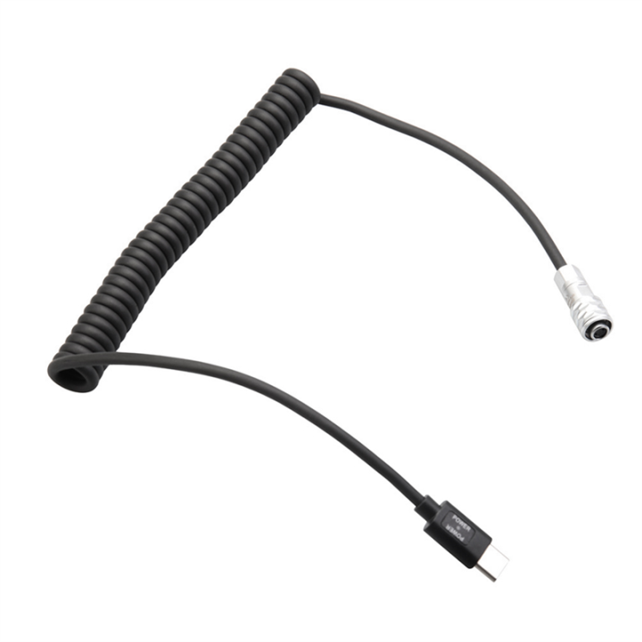 Power Cable Replacement Spare Parts for Camera BMPCC 4K / 6K 2 Pin to USB Type-C Spring Cable