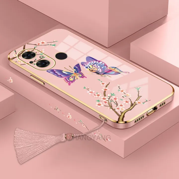Casing%20for%20Redmi%2012C%20Phone%20Case%20Plating%20Straight%20Edge%20Silicone%20Phone%20Case%20Beautiful%20Butterfly%20Pattern%20Send%20Tassel%20Lanyard%20-%20Image%205