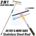 Solar Panel Cleaning Brush, 20 feet Adjustable Non-Magnetic Stainless Steel Rod with Wiper & Microfiber Cleaning Duster For Solar Panel / Window / Glass Wash. 
