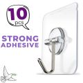 10Pcs Pack of Adhesive Suction Cup Hooks stick hook Heavy Duty Sticky Wall & Ceiling & Door Nail Free Clear Hook for Bathroom and Kitchen No Scratch Waterproof and Oilproof Sticker. 