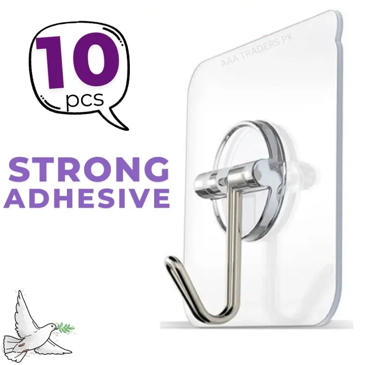 10Pcs%20Pack%20of%20Adhesive%20Suction%20Cup%20Hooks%20stick%20hook%20Heavy%20Duty%20Sticky%20Wall%20&%20Ceiling%20&%20Door%20Nail%20Free%20Clear%20Hook%20for%20Bathroom%20and%20Kitchen%20No%20Scratch%20Waterproof%20and%20Oilproof%20Sticker%20-%20Image%202