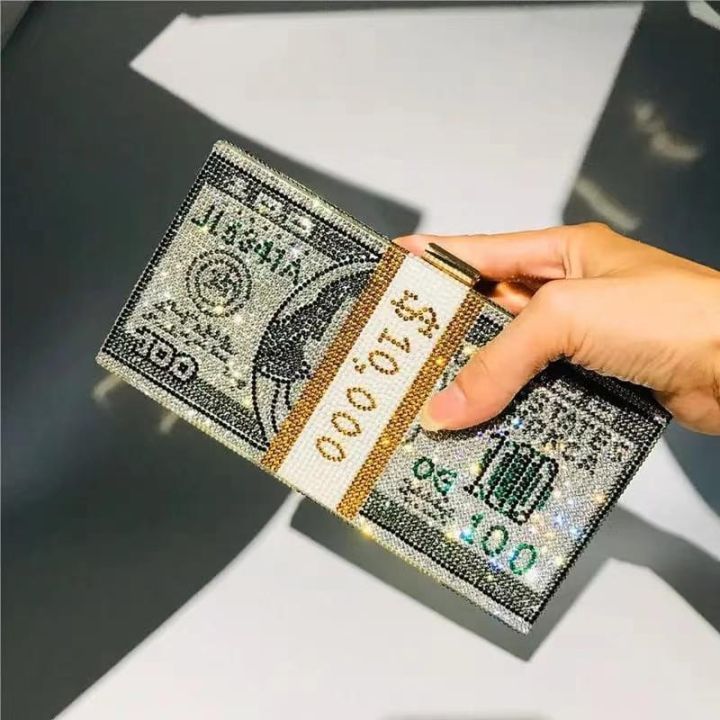 Dollar Package Spot cross-border Europe and the United States new full diamond dollar dinner bag ladies dress clutch bag evening bag