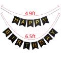 The Party Nook Presents Happy Birthday Cardboard Black Pack of 1 Fishtail Banner Party Decoration Item With Ribbon Boy Theme Bunting. 