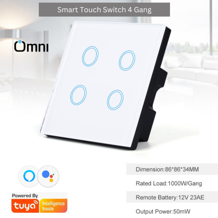 4 gang smart switch tuya wifi wall switch with 4 buttons. timer switch, Omni Smart Alexa smart switch Smart Life Smart Touch Switch board