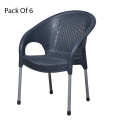 Wello By Boss WP-680 Bright Tokara Rattan Chair With Silver Legs (Pack of 6). 