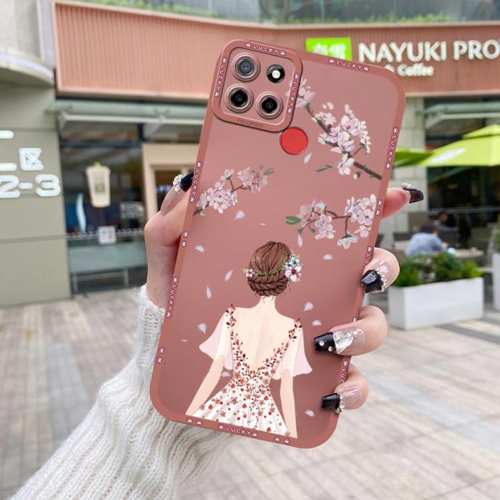dienya For Realme C25 Case Fashion Popular Girl Patten New Design Soft Rubber Casing Full Lens Back Cover Camera Thin Pattern Protect Shockproof Cases