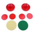 Sets of Two Air Hockey Pushers Strikers Goalies Plus Four Pucks Red. 