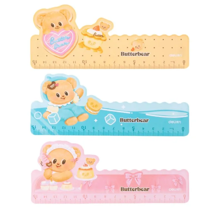 Cute 15cm Straight Ruler Butter Bear Multifunctional Bookmark Gift Soft ...