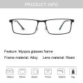Spectacle frame rectangular glasses frame clear lens women men eyewear optical frames myopia nerd black alloy eyeglasses frame. 