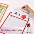 10Pcs Transparent File Pocket Folder Sleeves Oversized Reusable Dry Erase Clear Stationery Storage Folder File Pouch. 