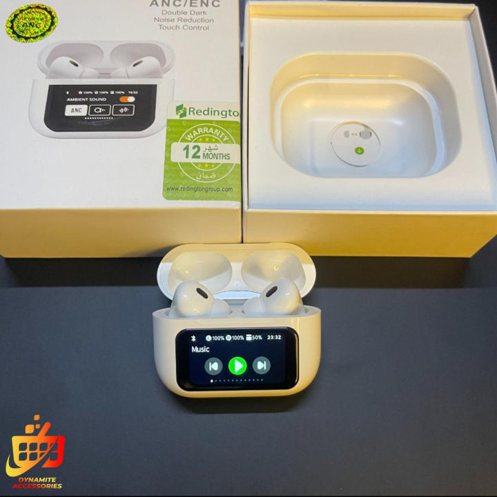 A9 Pro Touch Screen Airpods Pro - ANC Wireless Earbuds With Bluetooth 5.0, LCD Display, Super Bass And Pop-Up Feature