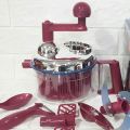 Quick Onion Chopper- Hand Mixer Food Chopper, ,Manual Food Processor, Mixer Blender, Rotary Vegetable Chopper for Garlic, Salad, Salsa, Nuts Speedy Chopper with 3 Curved Stainless Steel Blades, Handheld Mincer/Mixer/Blender to Chop Fruits Onions/Nuts. 