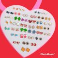 72/Pieces which is 36/Pairs of Studs, Random Earrings, Cartoon heart shape packing Hypoallergenic Plastic and metal Stud Earrings Set for Women Girls. 