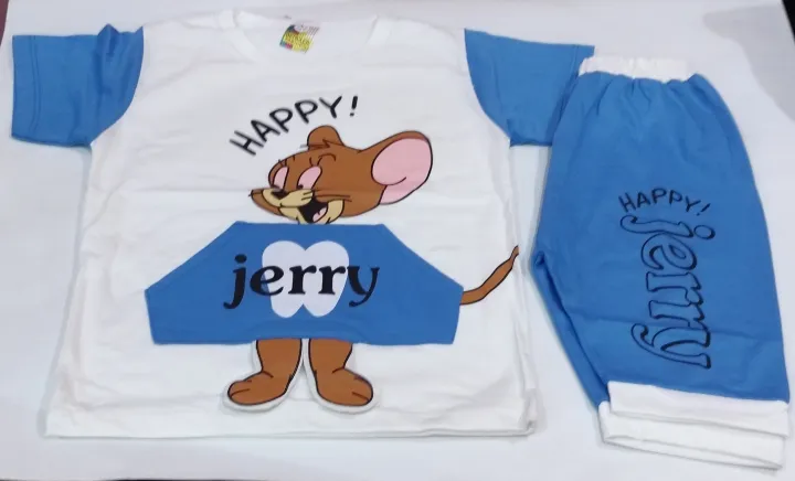 T-Shirt%20And%20Short%20Pant%20Jerry%20Cartoon%20Character%20For%20Kids%20Baby%20Boys%20And%20Girls%20Round%20Neck%20Short%20Sleeves%20Tee%20Tops%20Clothes%20Sets%20Dresses%20Outfit,%20Summer%20Friendly%20Fabric%20-%20Image%202