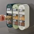 Wall-Mounted Spice Organizer,5-Layer Clear Acrylic Spice Shelf Storage Holder,Punch-Free Wall Mounted Spice Box Non-Punching Seasoning Rack Organizer. 