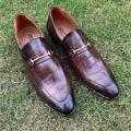 Brown Synthetic Leather Luxury Formal Shoes By Importia. 