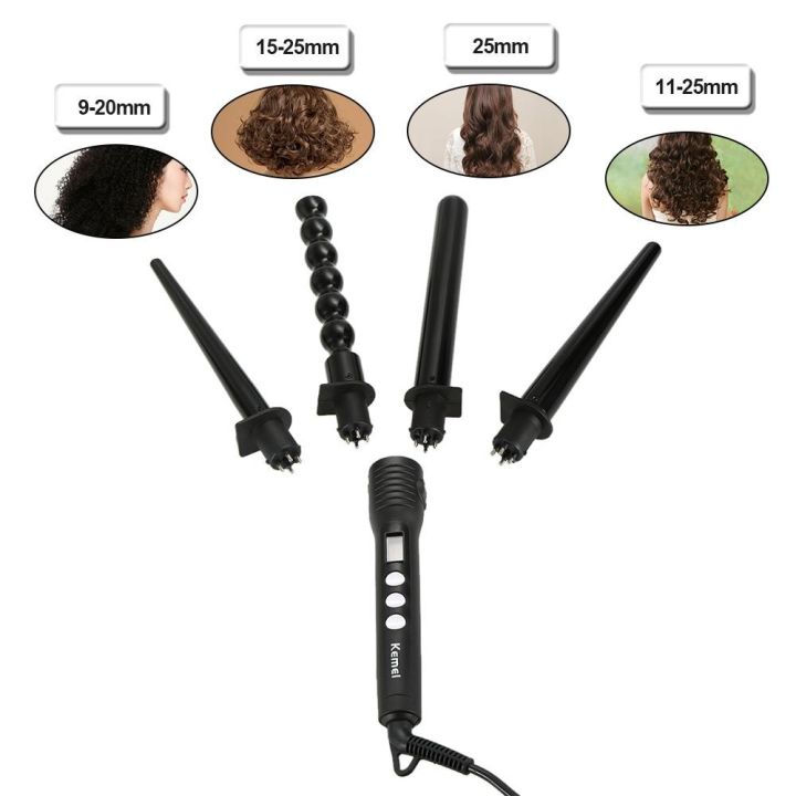 Kemei%20Hair%20Curler%204%20in%201%20Curling%20Iron%20Removable%20Curler%20Roller%20Conical%20&%20Gourd-shaped%20Curling%20Wand%20Electric%20Hair%20Styler%20Curls%20-%20Image%204