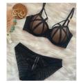 Flourish Stylish Sexy Front Cross Strips Padded Wired Bra & Panty Set 0001. 