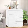 Chest of 4 Drawers Modern White, Chest of Drawers for Bedroom, Storage Cabinet Dresser Organizer Unit with Handle for Living Room. 