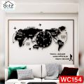 Dotz World Map Wall Clock Wooden Wall Clock Large Modern Design 3D Stickers Hanging Clock Decorative Watch Home Wall Clocks Room Decoration Items. 