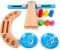 Mathematics Balance Scale Teaching Aid, Wooden Montessori Kids Scale with Colored Weights Set, Weighting Scale Toy For Kids, Kids Early Education Toys. 