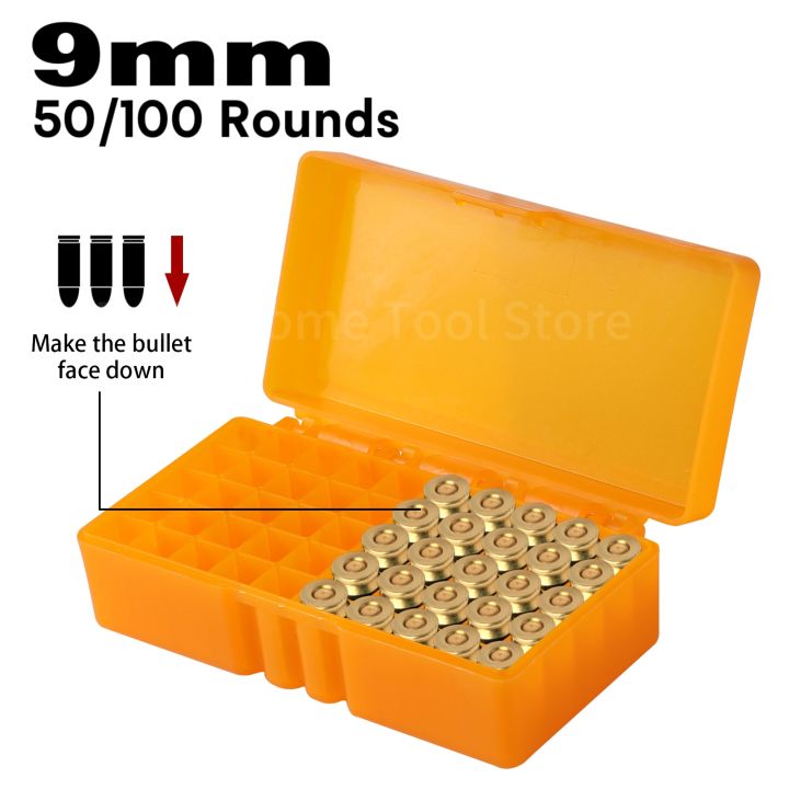 BaLanTrade 50/100 Rounds Tactical Ammo Box 9mm Ammo Storage Case Portable Shotgun Rifle Holder Box Can Hinge-Top Design